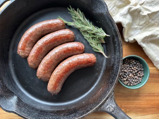 Cooked Beef Sausages In a Pan