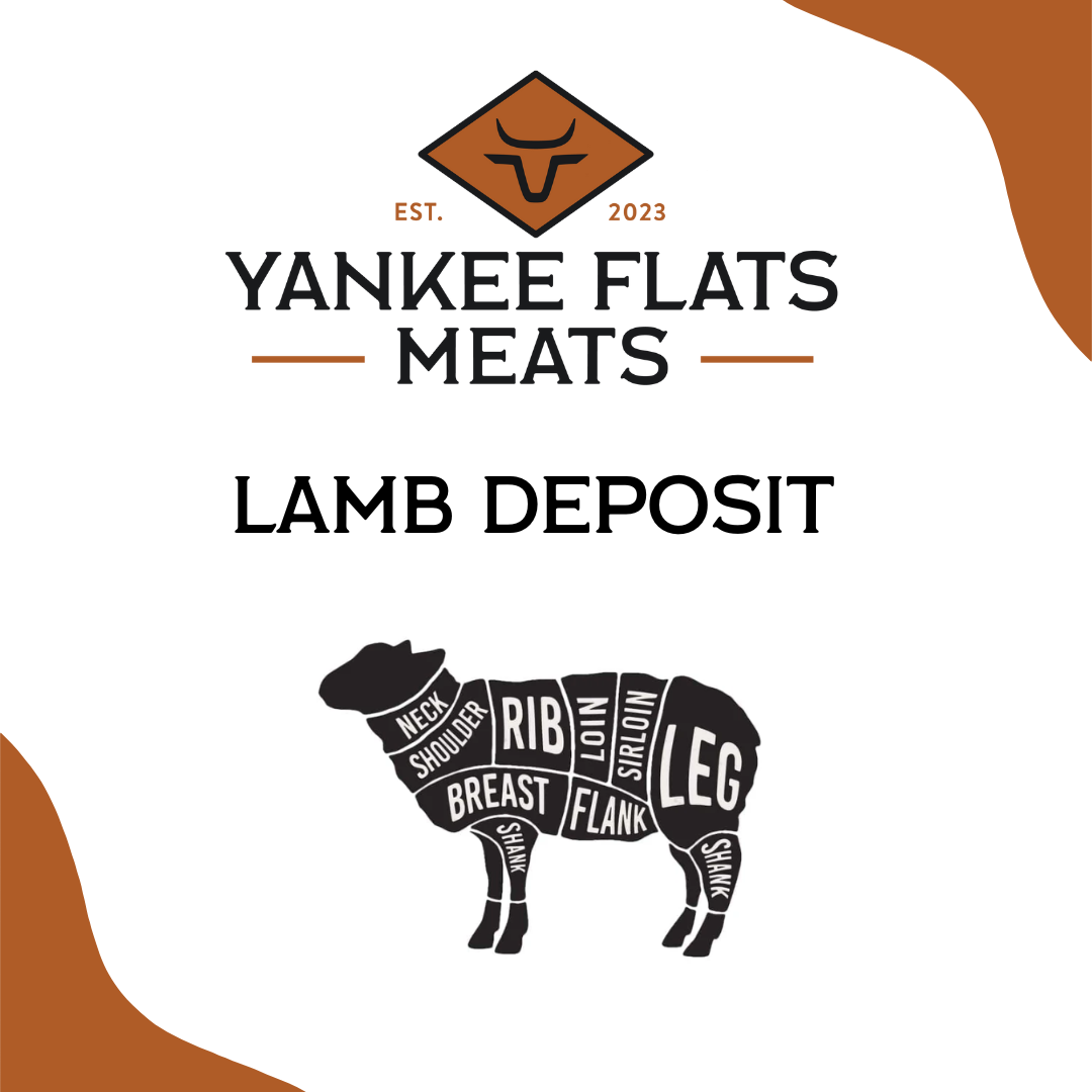 Fresh lamb available for deposit at Yankee Flats Meats, perfect for stocking up on premium lamb products