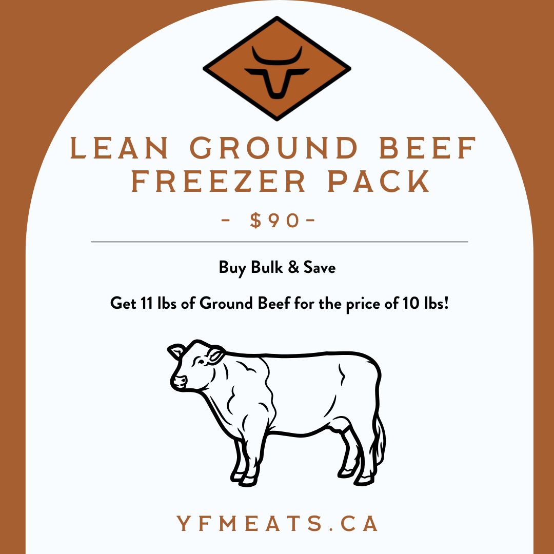 Freshly packaged ground beef in a freezer pack from Yankee Flats Meats, ideal for meal preparation and convenience. From family farms in Vernon and Salmon Arm