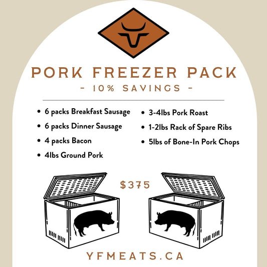 Freshly packaged pork in a freezer pack from Yankee Flats Meats, ideal for stocking up your freezer with premium pork