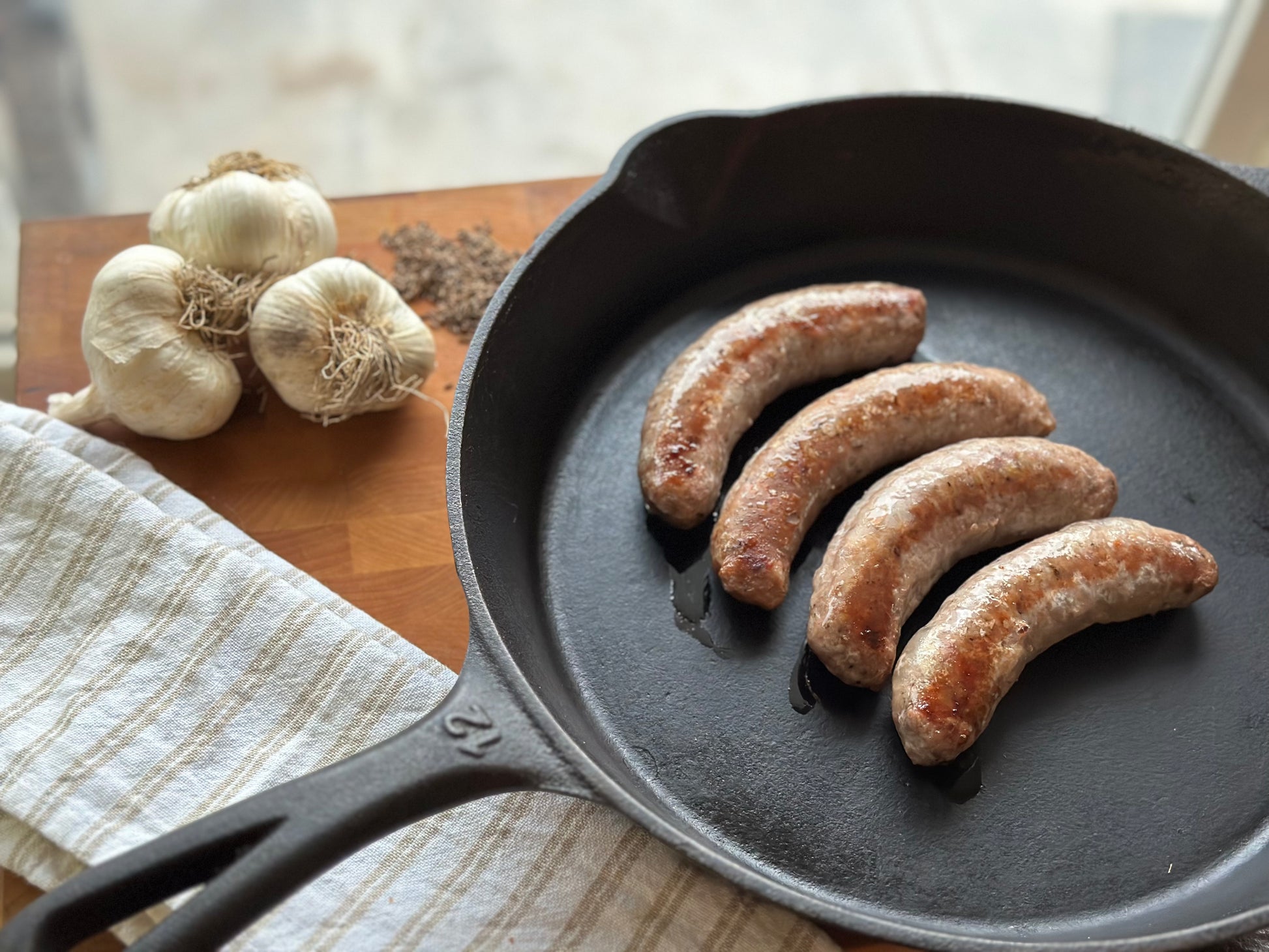 High-quality pork sausages from Yankee Flats Meats, ready for your next delicious meal